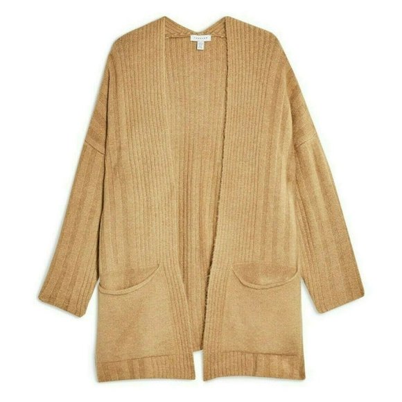 Topshop Camel Long Cardigan Sweater Size 12 New - Picture 5 of 6